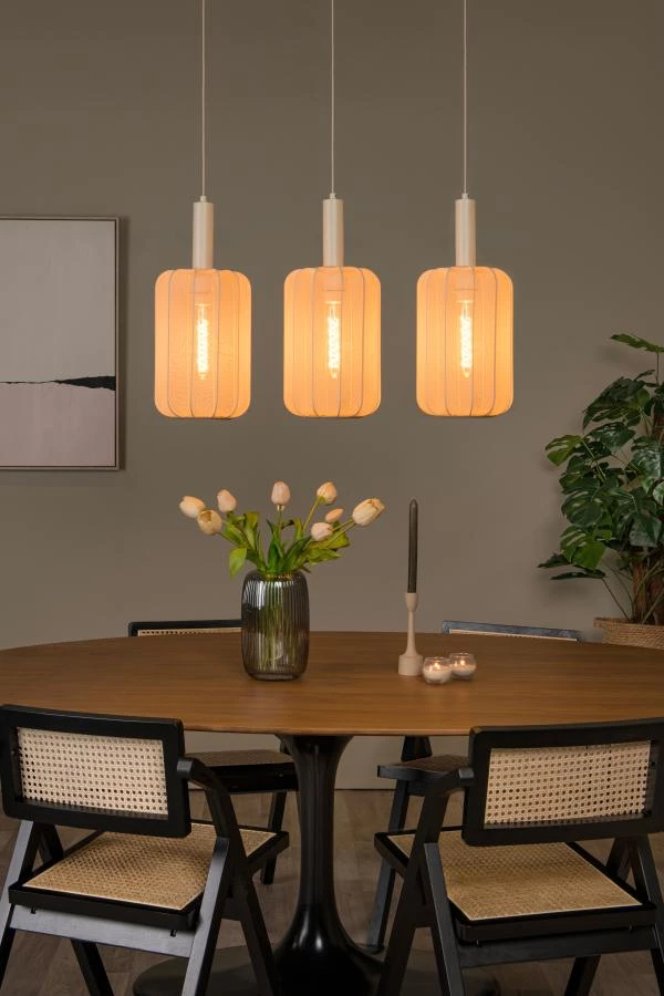 Lucide CORINA - Hanglamp - 3xE27 - Beige - sfeer 1
